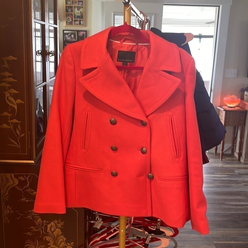 Banana Republic vintage coral red/orange MeltonPea-coat by Nova Tides size SP